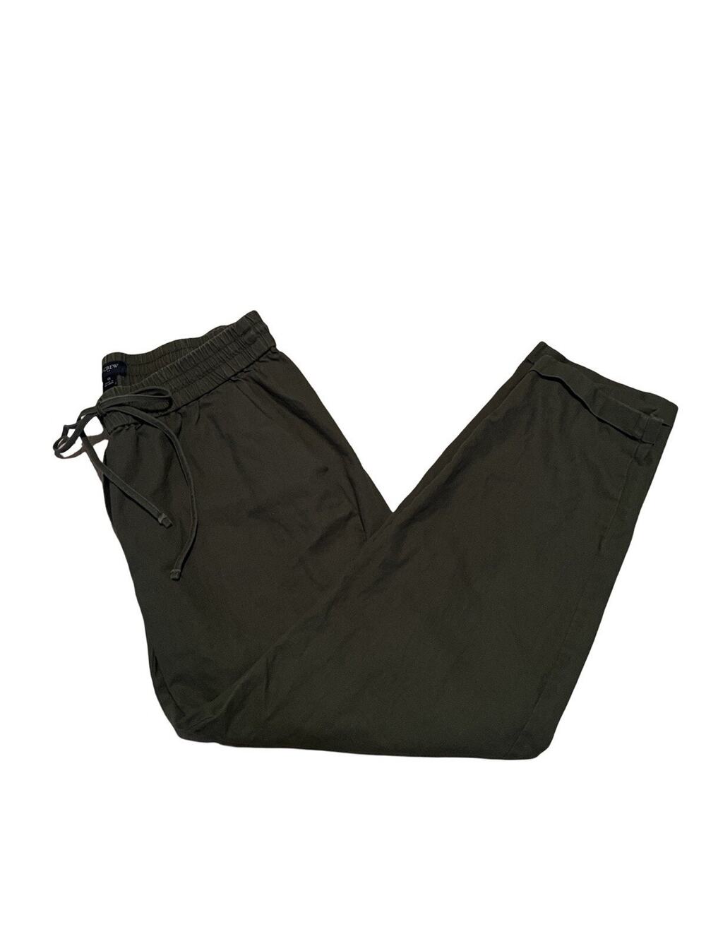 J.Crew Women Linen Blend Pants Green Size 6 Cropped Cuffed Hems BOHO Comfy